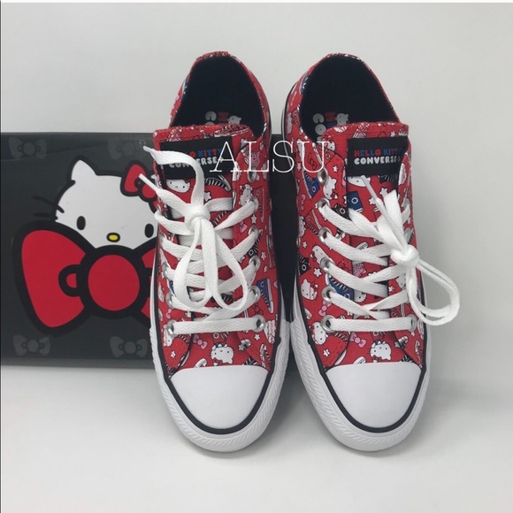 Converse&Hello Kitty Ctas OX 14F Fiery Red Kid’s - Picture 2 of 8